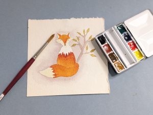 Fox Watercolour Painting