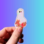 Halloween Sticker Orange Ghost