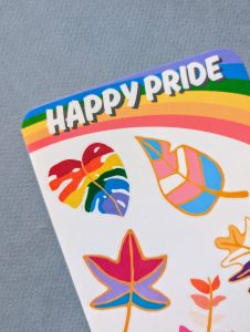 Vinyl sticker sheet featuring pride designs