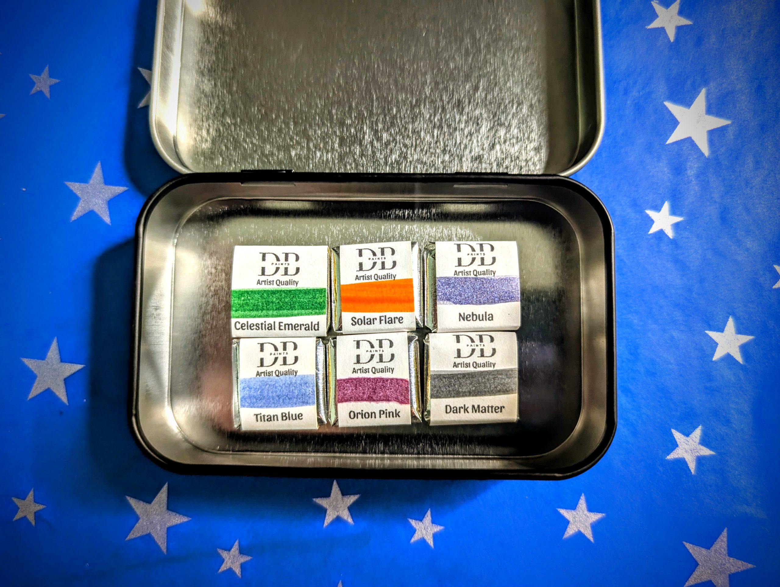 Nebula Palette – 6 Handmade Watercolours in Half Pans with Tin | Artist Quality Paints - Image 2